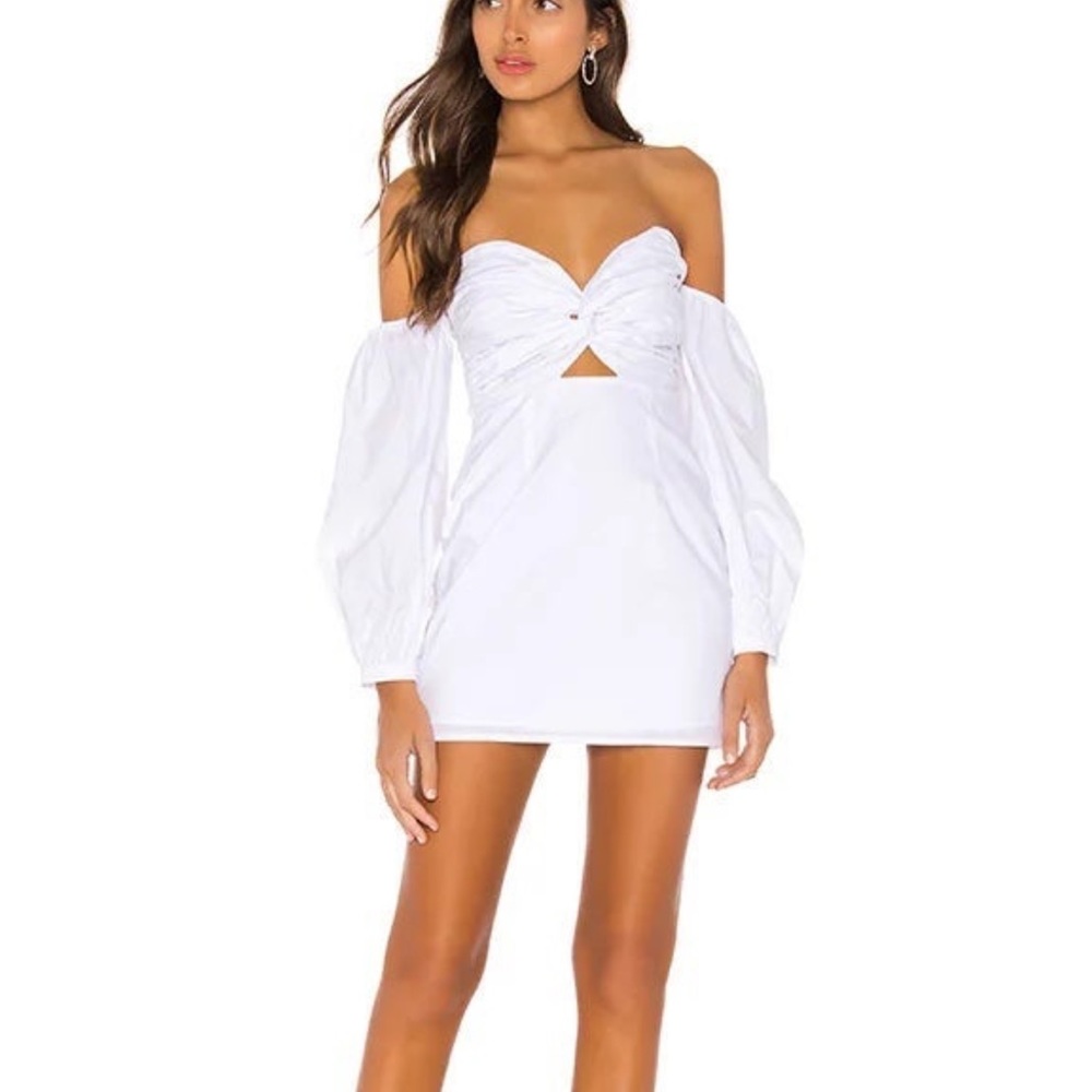 NEW Superdown Revolve flynn ruched sleeve dress in white women’s XS